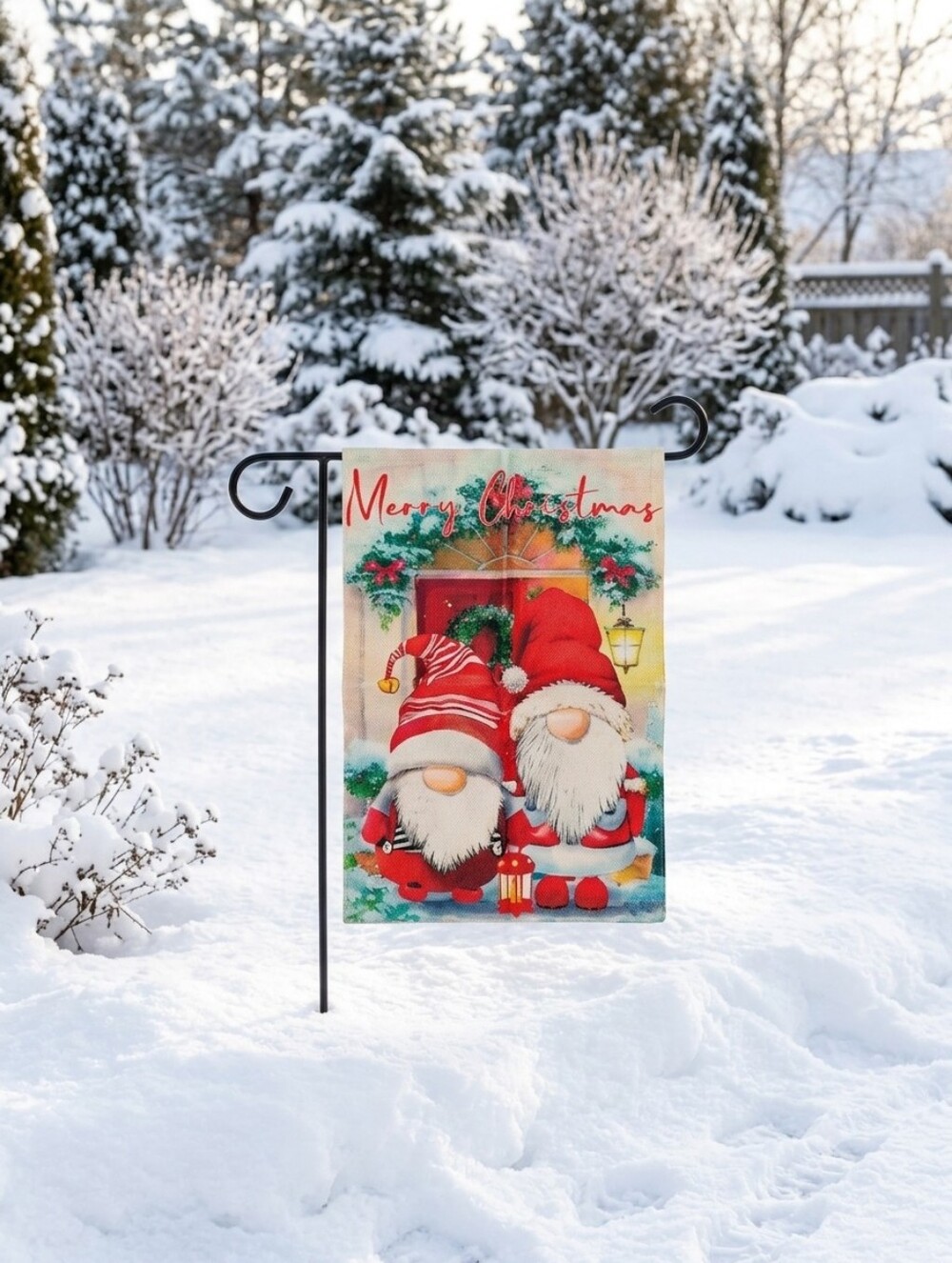 New Merry Christmas Gnome Garden Flag